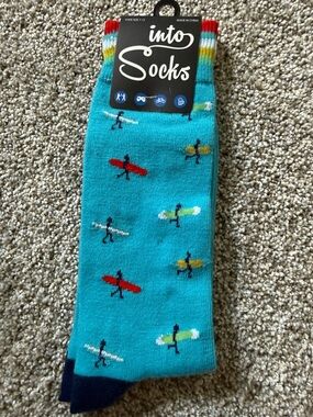 Into Socks Turquoise Surfboard Crew Socks
